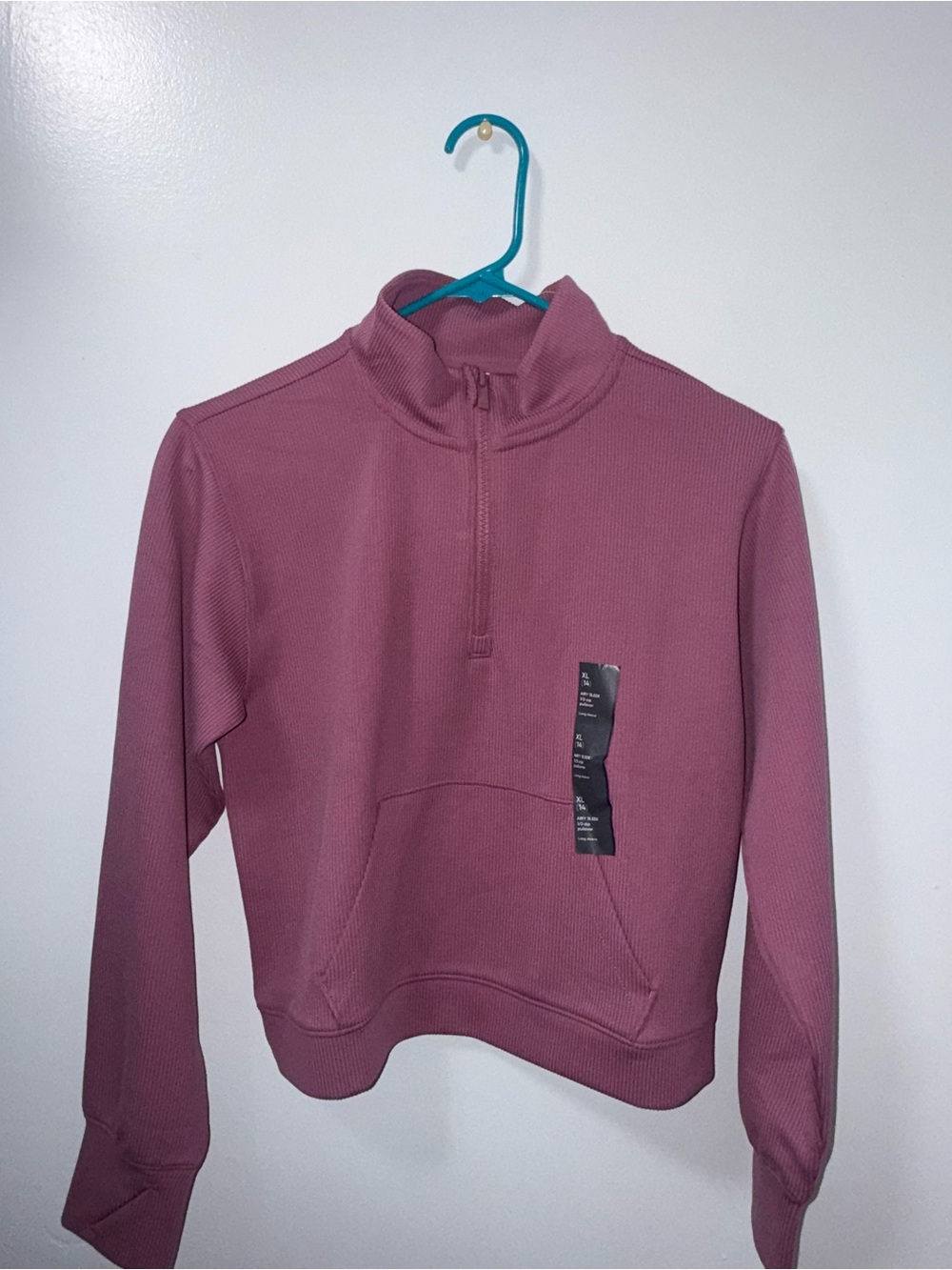 Girls' Half-Zip Thermal Pullover Sweater in Dusty Mauve